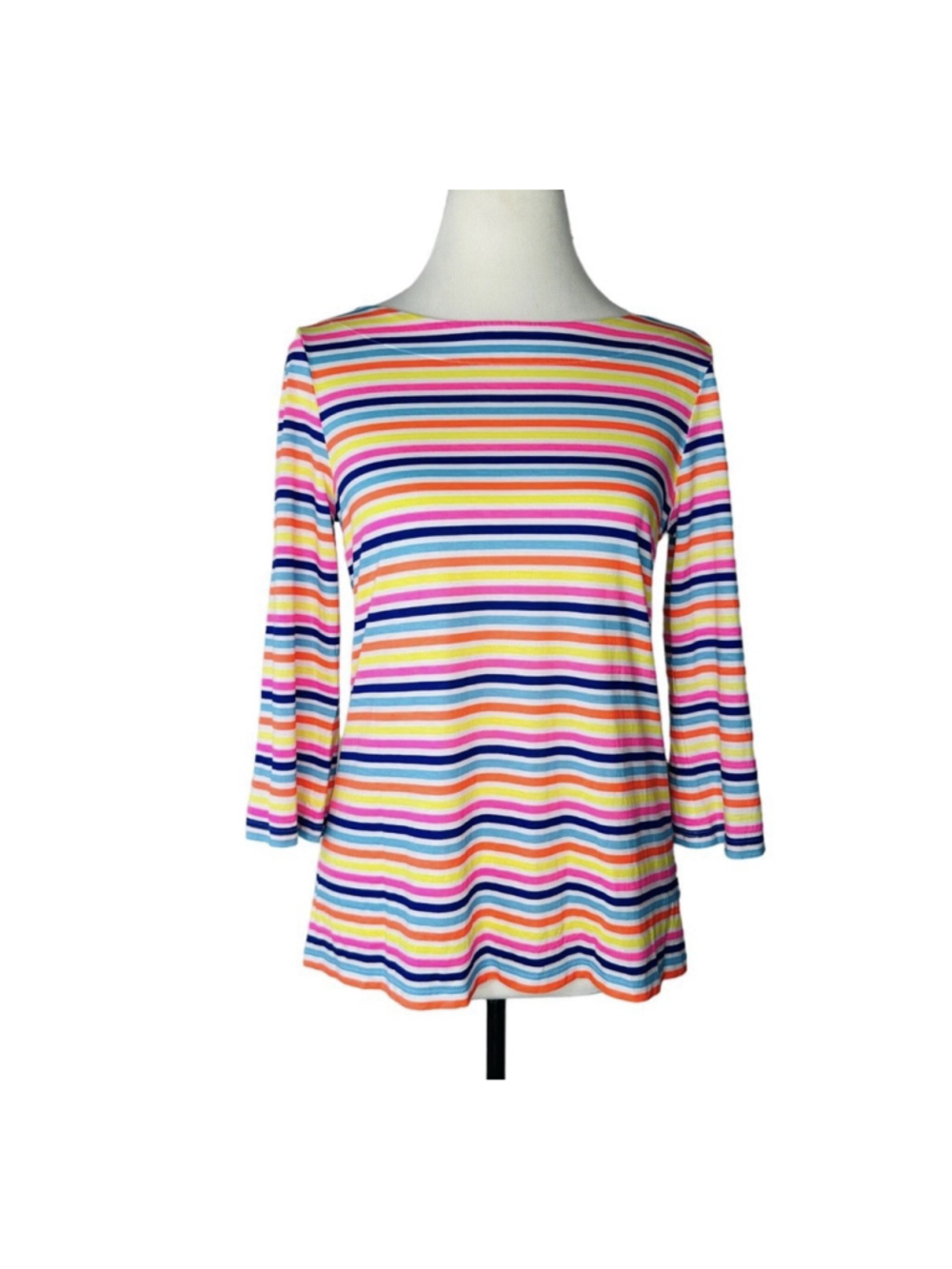 Lilly Pulitzer Waverly Top Rainbow Striped Pima Cotton Large Vacation Resort